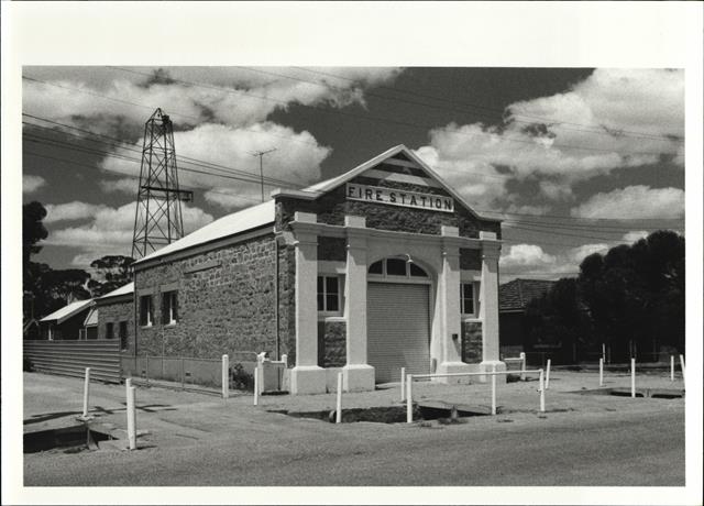 Corner elevation of station showing quarters in rear