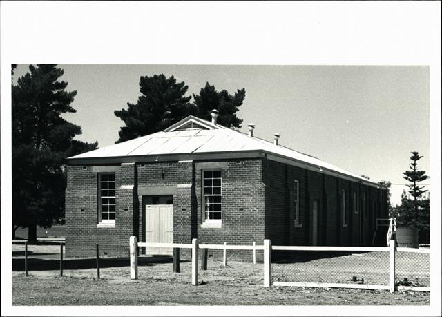 Angled front elevation of building