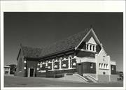 Front corner elevation of building