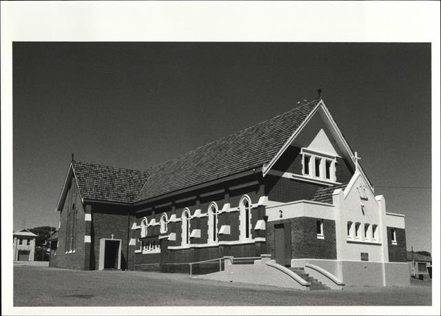Front corner elevation of building