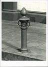 View of hitching post outside bank