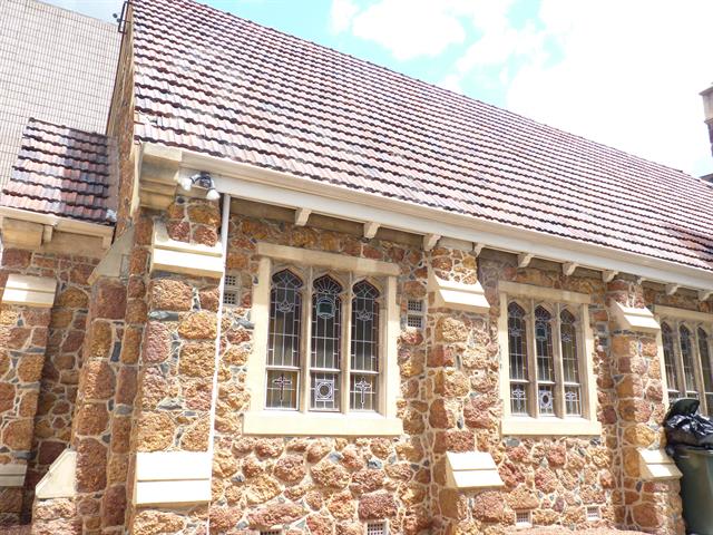 Side View showing stained glass windows