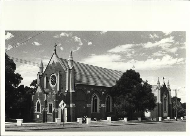Corner elevation of church from Elizabeth Street