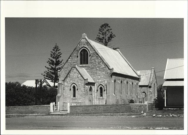 Angled front elevation of building