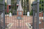 Interpretive memorial on site of former Jewish cemetery.