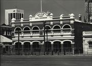 Angled front elevation of building