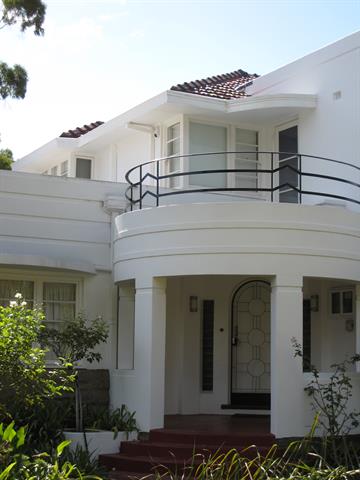 Front entrance showing curvilinear details