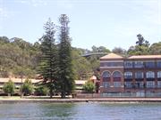 View from Swan River showing King's Park tree-top walkway in background