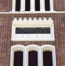 Plaque detail, as viewed on Western side of building