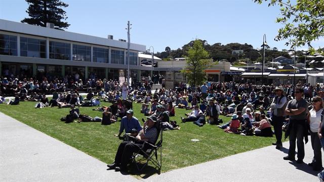Albany Town Hall and Square during Anzac commemorations