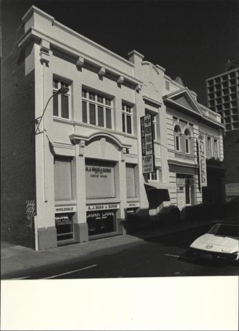 Angled front elevation of building façade