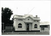 Angled front elevation of building