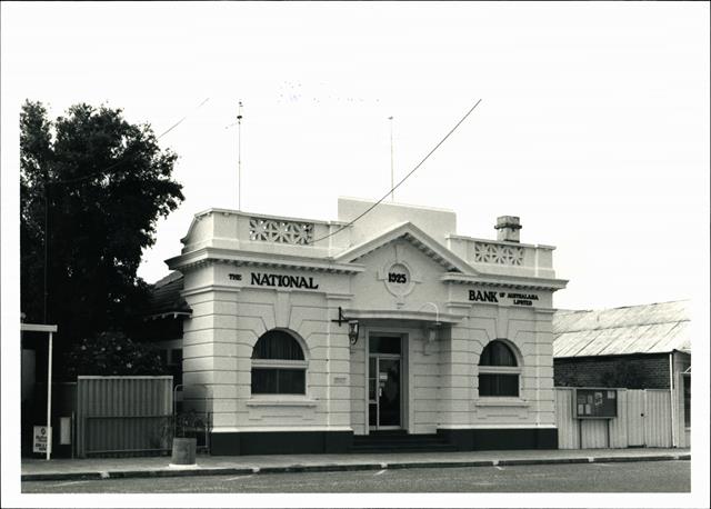 Angled front elevation of building