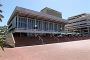 Southern-face of Perth Concert Hall, taken from raised steps area (small part of