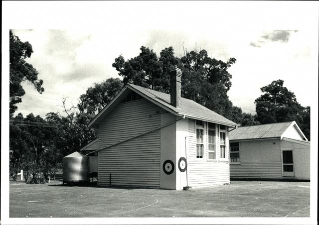 Rear corner elevation of the original school building