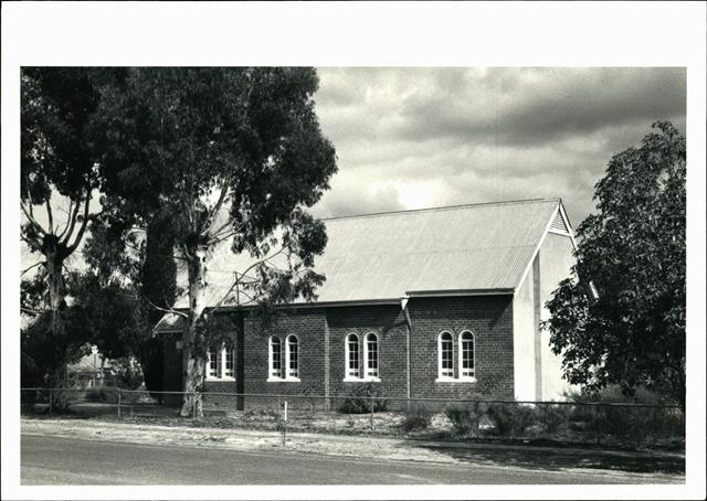 Angled front elevation of church from Cavell Street