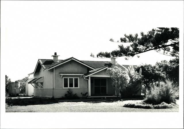 Front left corner elevation of the Medical Officers Quarters