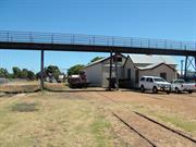 Footbridge and Goods Shed from ESE (pre consservation works)