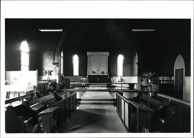 Interior view, facing the altar with choir stalls in foreground, St Matthew's An