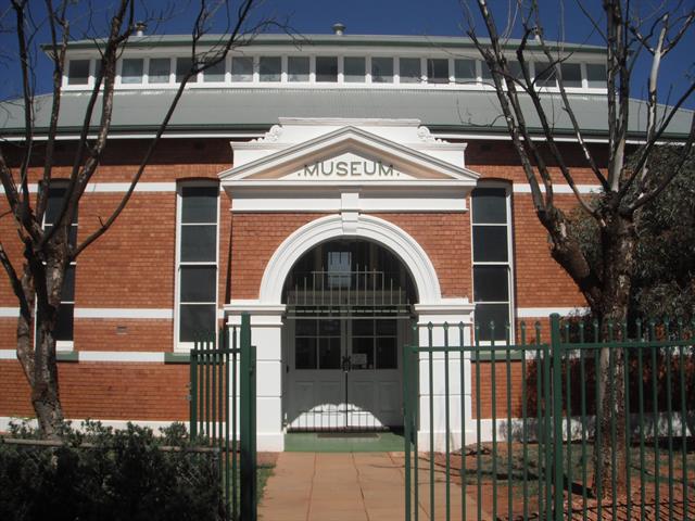 Detail of museum building, corner of Egan Street and Cassidy Street