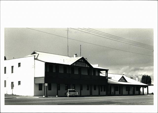 Angled front elevation of building