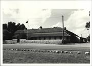 Angled front elevation of building