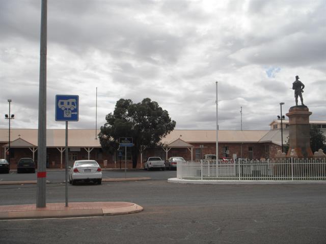 view from Forrest Street - war memorial and railway station