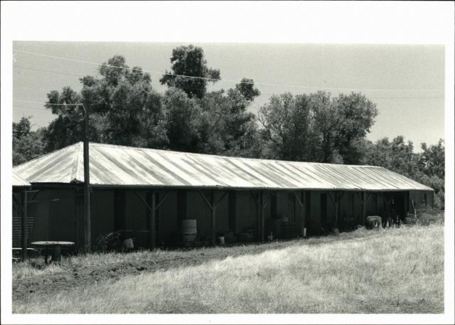 Angled front elevation of shearers quarters