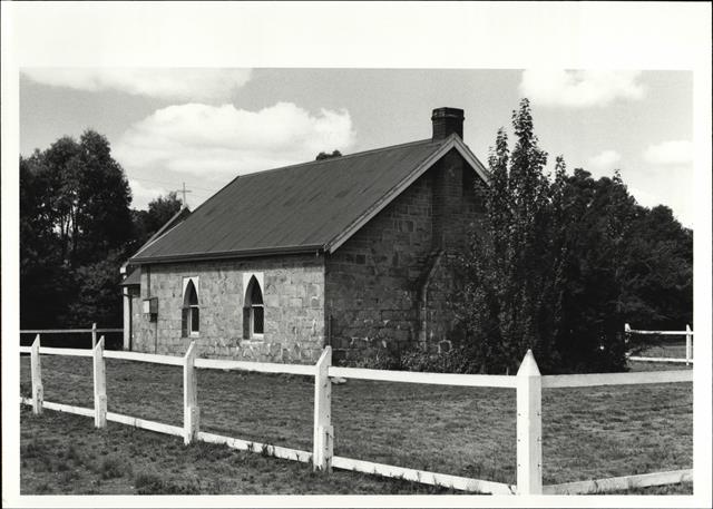 Rear corner elevation of church