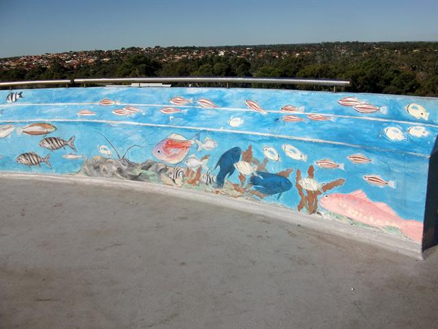 Walls of the panoramaic lookout above the museum