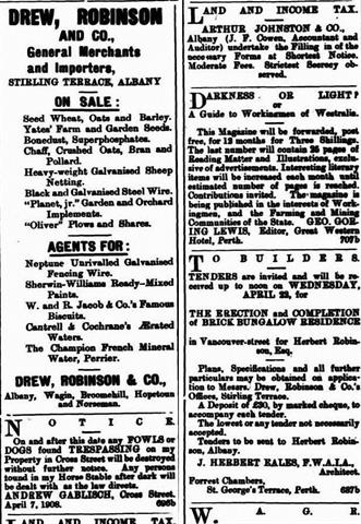 The tender for builders advertised by Eales - c1908