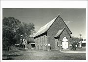 Angled front elevation of church