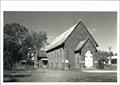 Angled front elevation of church