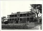 Angled front elevation of building