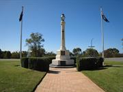 View from the west showing lamp and sword details