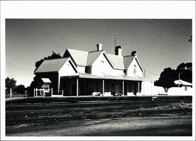 Angled elevation of station platform from trackside