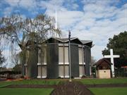 View towards Wesley Memorial Chapel across Rose Garden