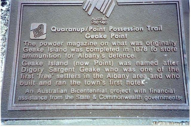 Plaque at Quaranup Complex