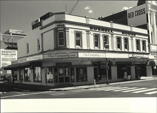 Front corner elevation of building