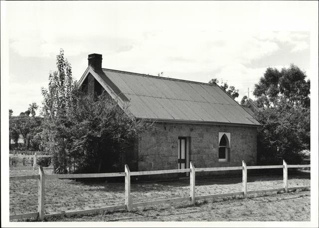 Angled right side elevation of church