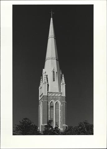 View of church spire from North