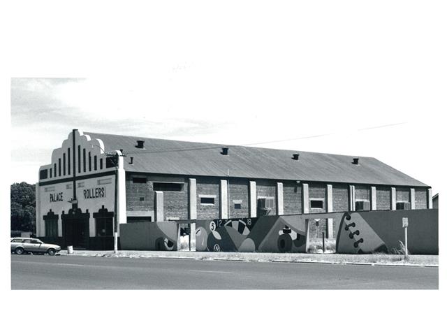 Front corner elevation showing side of the building
