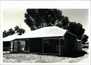 Angled front elevation of building