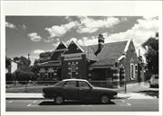 Angled front elevation of building from Mends Street