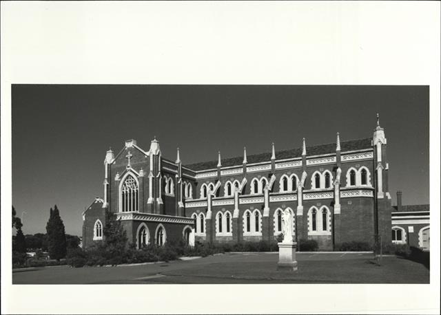 Angled North side elevation of chapel