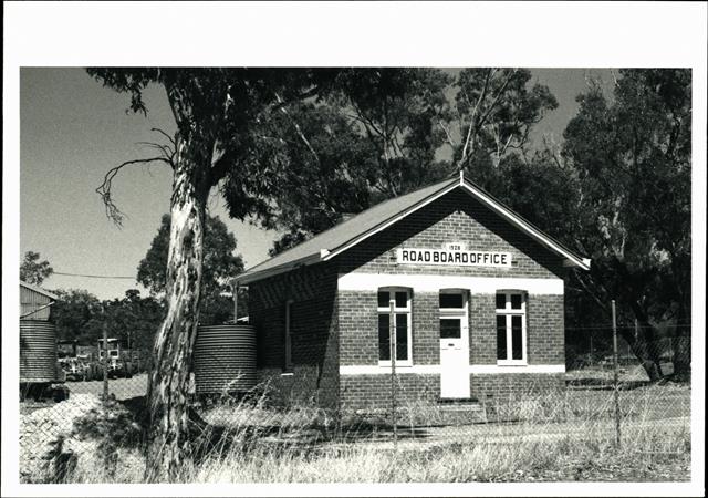 Angled front elevation of building