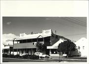 Angled front elevation of building