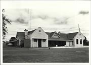 Angled front elevation of building