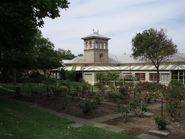 from Ellen Street, with 1940s rose gardens in foreground