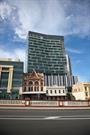 Front view of the Wellington Street buildings taken from the Horseshoe Bridge